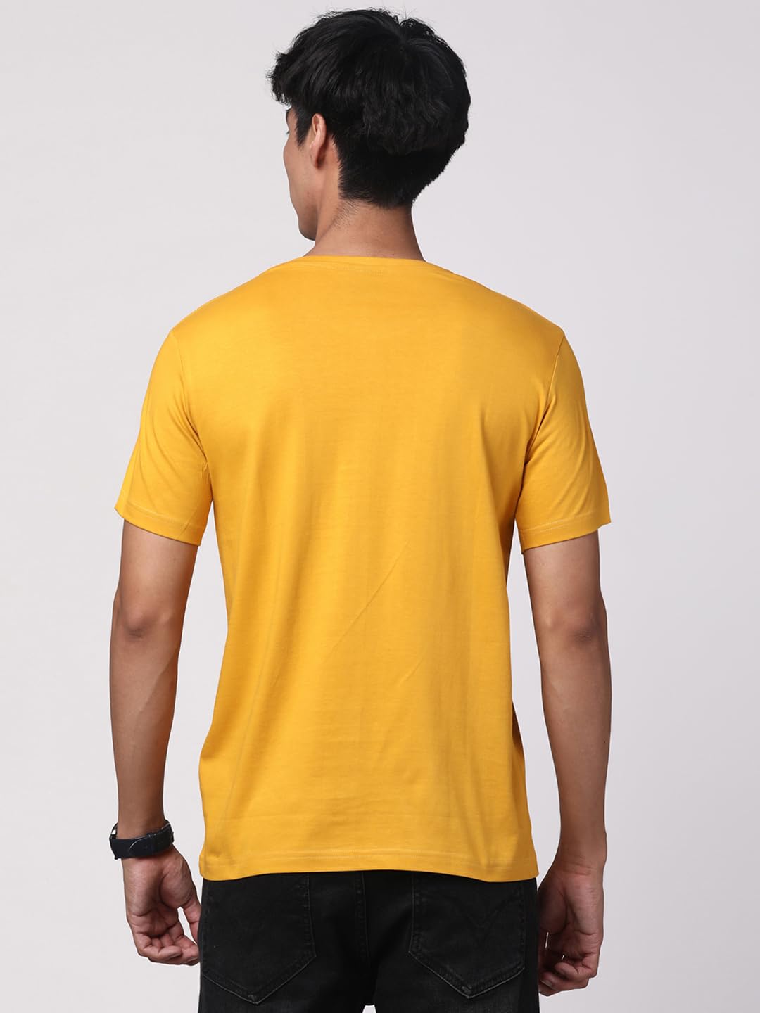 ADRO Men's Biker Design Printed 100% Cotton T-Shirt - Regular Fit, Printed T-Shirts for Men (RN24-KTM-MU_Mustard)