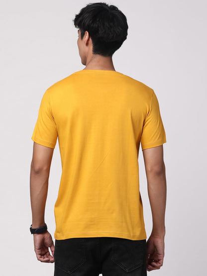 ADRO Men's Biker Design Printed 100% Cotton T-Shirt - Regular Fit, Printed T-Shirts for Men (RN24-KTM-MU_Mustard)