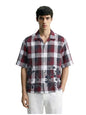 The Indian Garage Co Mens Oversized Checked Cutaway Collar Half Sleeves Resort Shirt