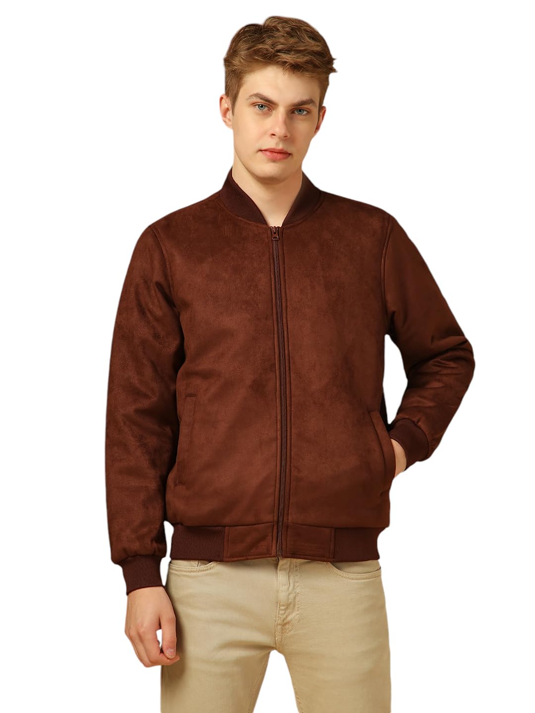 Dennis Lingo Men Regular Fit Suede Fabric Full Sleeves Solid Jackets