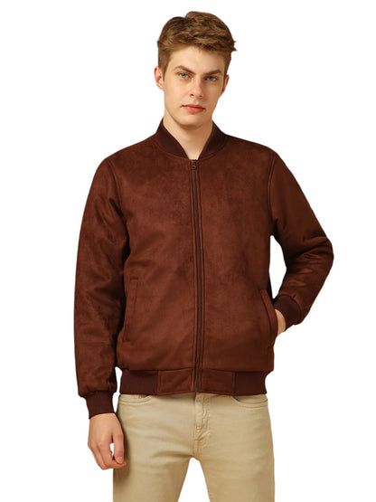 Dennis Lingo Men Regular Fit Suede Fabric Full Sleeves Solid Jackets