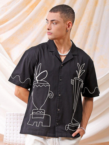 The Indian Garage Co Mens Relaxed Fit Shirt (0823-SHEMRS-06-01_Black