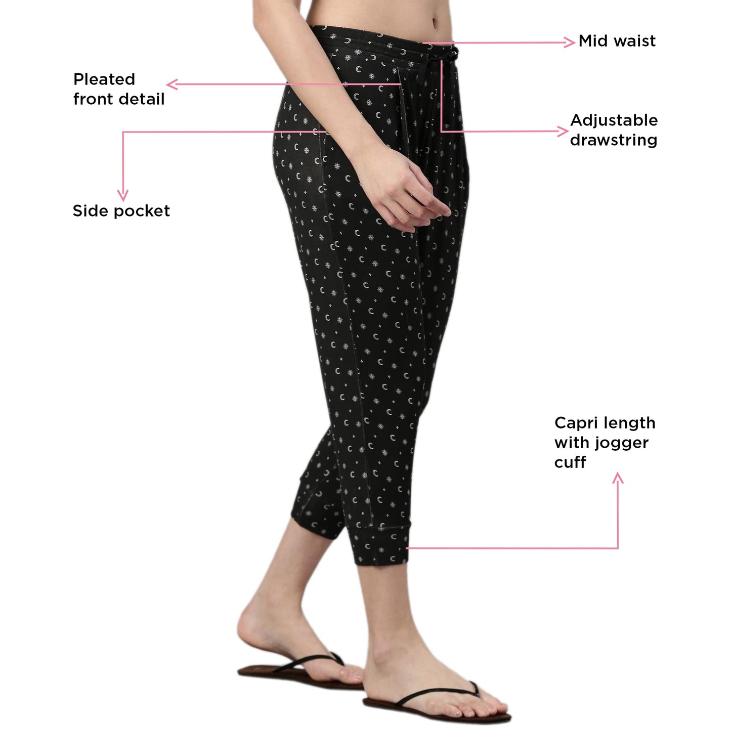 Enamor EC16 Home Tee and Capri Set for Women with All Over Print