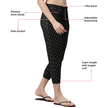 Enamor EC16 Home Tee and Capri Set for Women with All Over Print