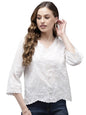 Ishin WomenS White Embroidered Crop Top