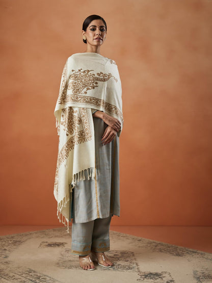 Pashmoda Women Nargis Kashmiri Aari Embroidery Stole (Size: 71X203 CM)