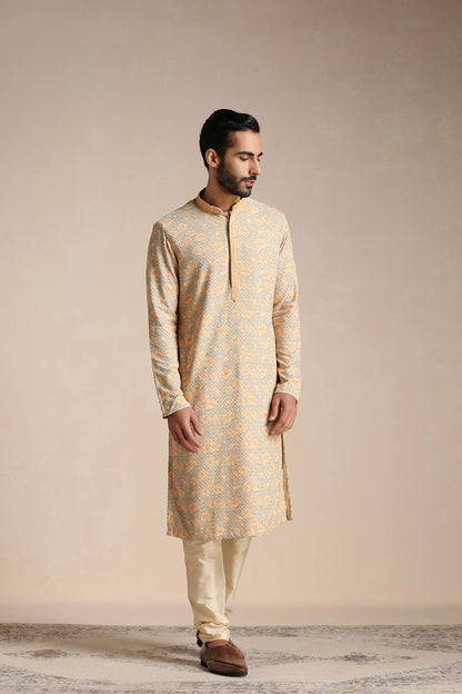Manyavar Kurta Set For Men, Full Sleeves Mandarin Collar Ethnic MenS Kurta Set For Engagement, Wedding, Party Blended Cotton Pr