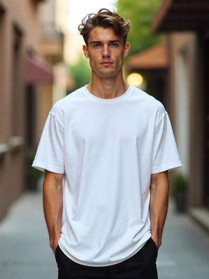 Nobero MenS Oversized Fit T-Shirt (1M-Twrt-C0910-Og_White_1