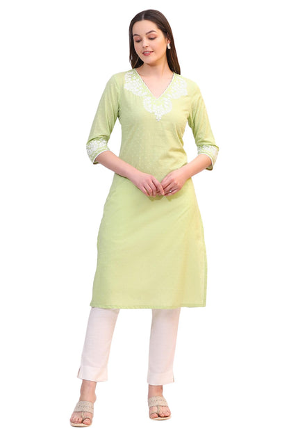 W for Woman White Mirror Work Pure Cotton Straight Kurta