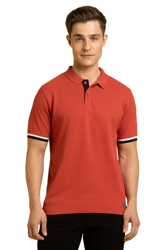 Dennis Lingo Men Rust Cotton Regular Fit Solid T-Shirts