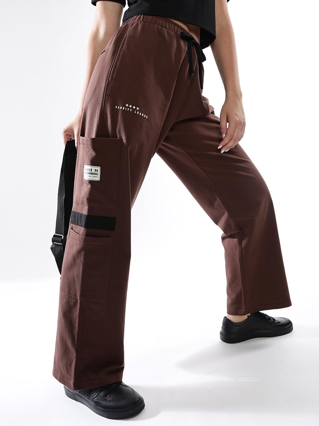 Hubberholme Women Printed Jogger High-Rise Casual Track Pants 17 Coffee Brown