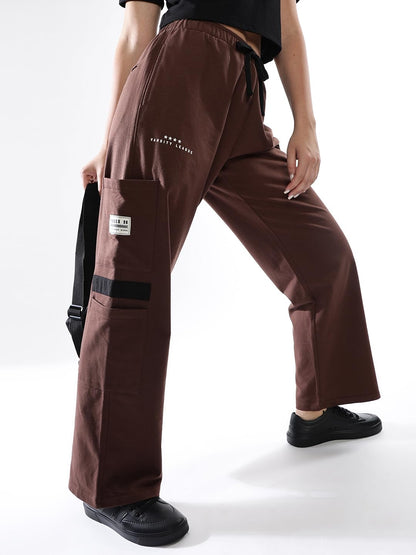 Hubberholme Women Printed Jogger High-Rise Casual Track Pants 17 Coffee Brown