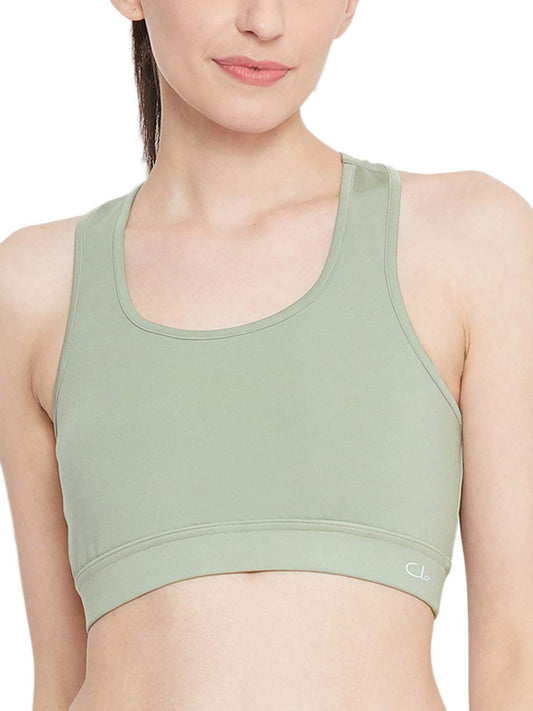 Clovia Womens Medium Impact Padded Sports Bra with Removable Cups (BR2084A11_Green_S)