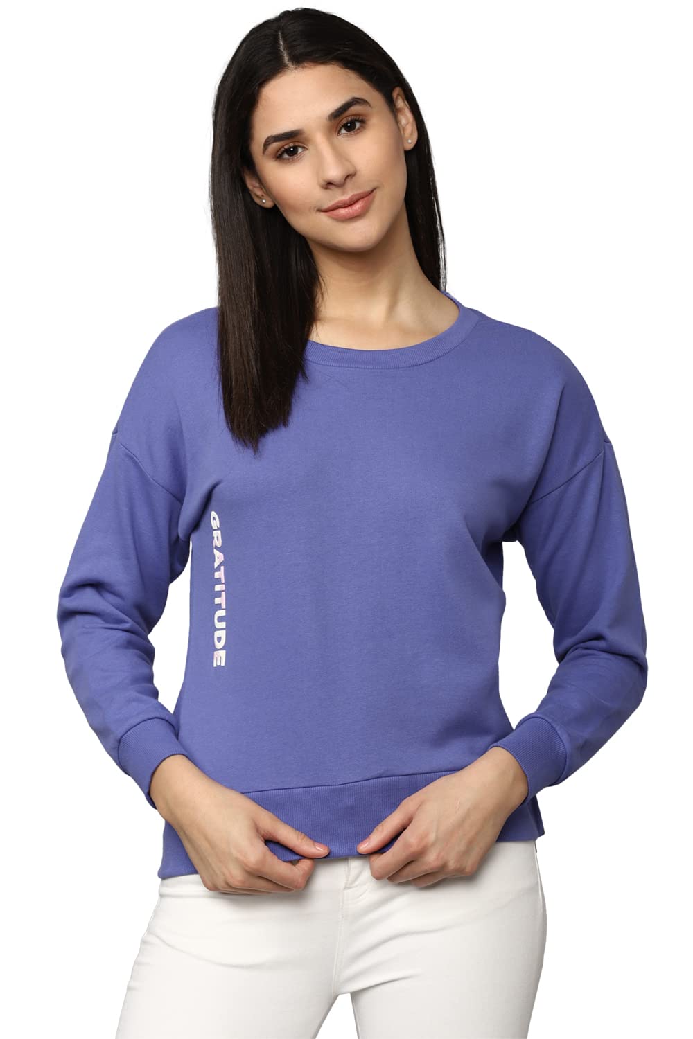 Allen Solly Women Regular Fit Solid Casual Cotton Full Sleeve T-Shirt