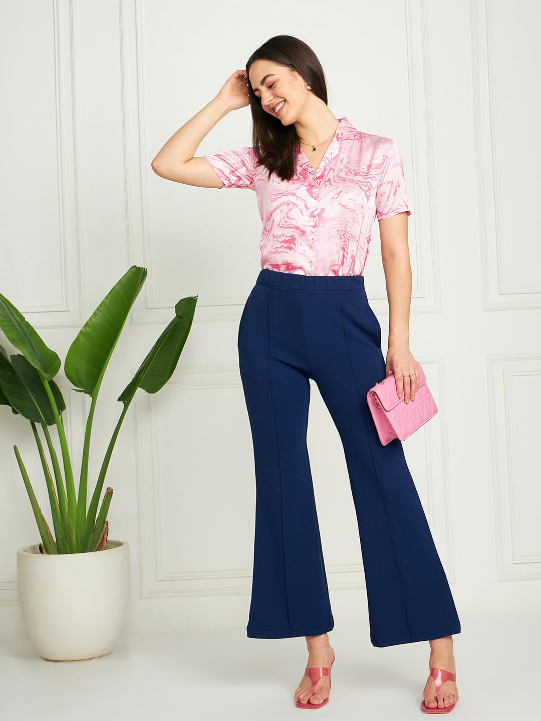 Modeve Women Pink Shirt Style Top For Summer