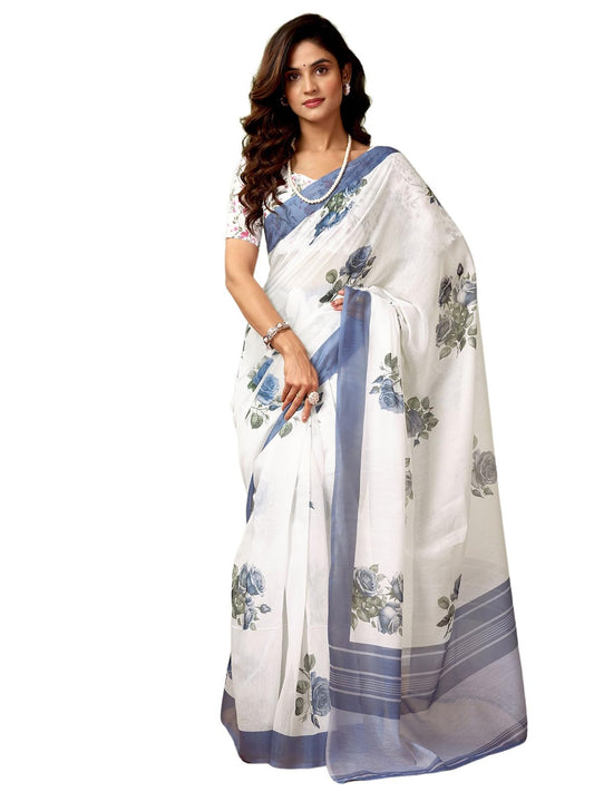 Satrani WomenS Chanderi Cotton Printed Ready To Wear One Minute Pre Pleated Readymade Saree With Unstitched Blouse Piece (32Rs2