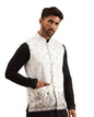 SOJANYA (Since 1958 Men's Silk Blend Exquisite Daman Embroidered Cream Nehru Jacket