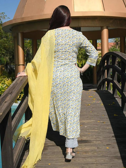 Pinkmint Women Floral Printed Kurta and Pant Set with Dupatta