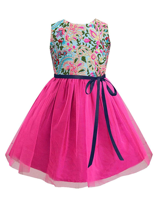 A.T.U.N. (ALL THINGS UBER NICE) Girls Embroidered Birthday Party Frock Dress