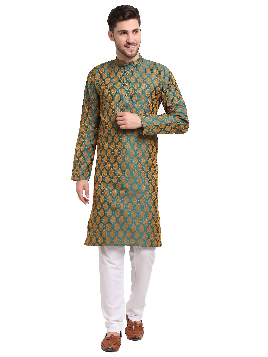 Jompers Mens Jacquard Woven Design Kurta Pyjama Set