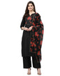 Sanisa Organza Women's Hira Slub/Orgenza Digital Straight Kurta Set with Dupatta (4KBDN135-XL_Black)