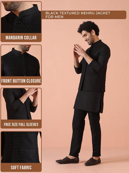 Kisah Nehru Jacket For Men  Textured Cotton Blend Modi Jacket | Ethnic & Formal Waist Coat For Weddings, Parties & Office Wear,