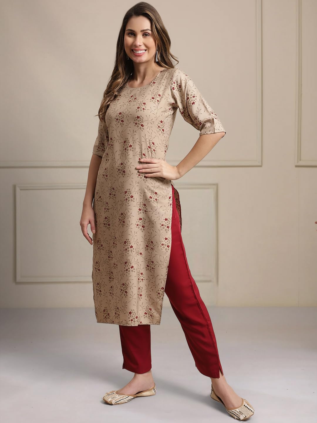 Tee Projekt Printed Crepe Kurti & Pant Set For Women Festival Wear Stylish Kurta Set