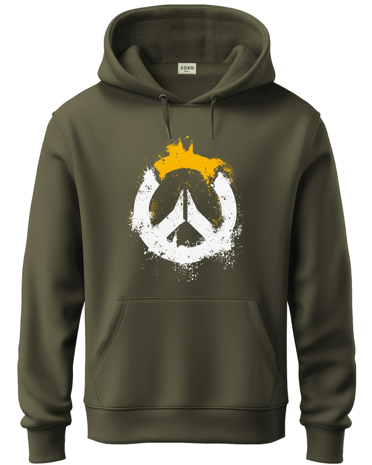 ADRO Men's Cotton Neck Hooded Sweatshirt (H20-M-PC-OL_Olive)