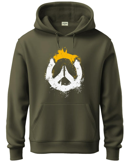 ADRO Men's Cotton Neck Hooded Sweatshirt (H20-M-PC-OL_Olive)