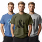Nobero MenS Graphic Printed Regular Fit T-Shirt (1M-Twts-C0948-216X_Marine / Olive Green/Grey Melange