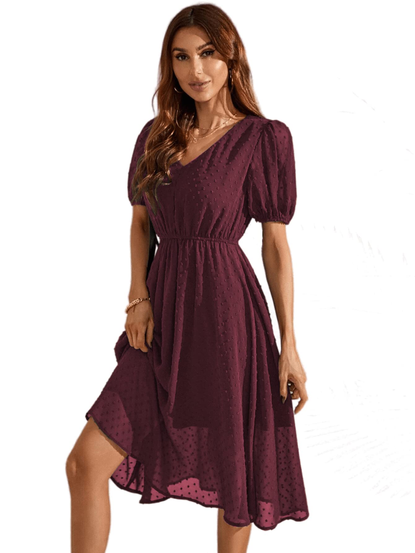Tagas Women'S Georgette A-Line Standard Standard Length Dress (Op-3210-1-Burgundy-X-Small_Burgundy