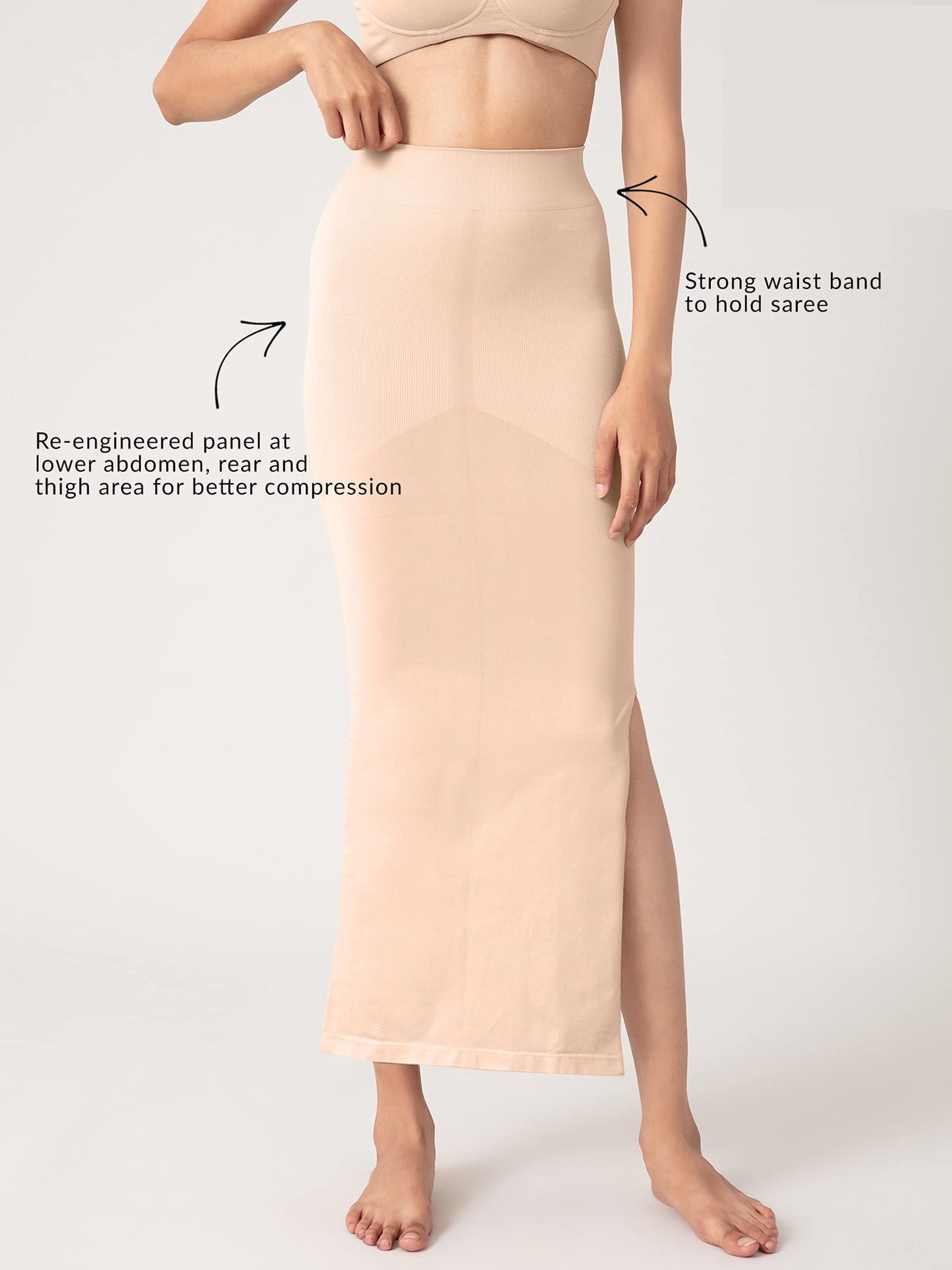 NYKD Seamless Spandex Saree Shapewear for Women PetticoatPeticote Saree Shapewear, NYSH01, Skin(Cuban Sand)
