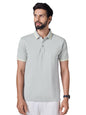 XYXX Mens Solid Cotton T-Shirt | Mercerized Pique Polo Collor Tshirts | Half Sleeves | Solid-Slim Fit | Grey Mist