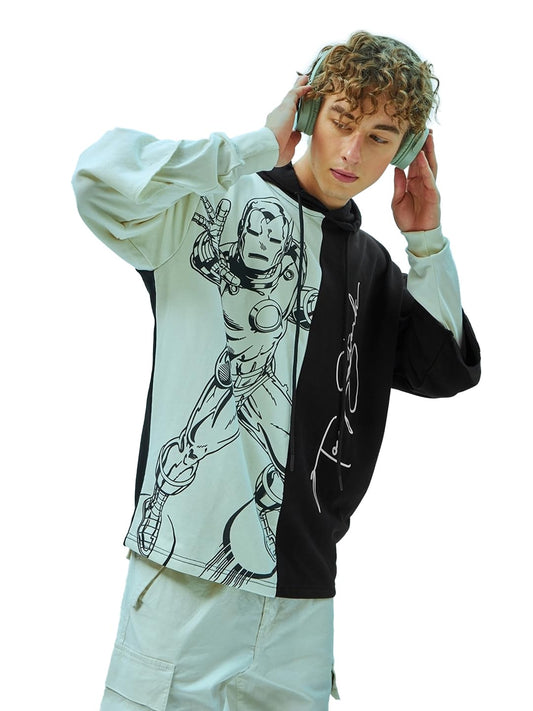 Bewakoof Official Marvel Merchandise Mens Graphic Printed Super Loose Hoodie_601619_Pink_XL