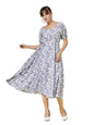Oomph! Flared Dress For Women Stylish | Long One Piece For Women | Puff Sleeve Long Dress | Floral Print Maxi One Piece | Wester