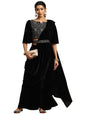 Libas WomenS Velvet Saree (34767_Black)