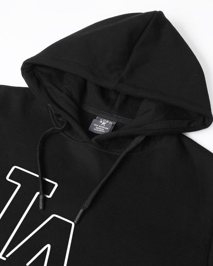 ADRO Men's Cotton Neck Hooded Sweatshirt (H24-LA-BL_Black