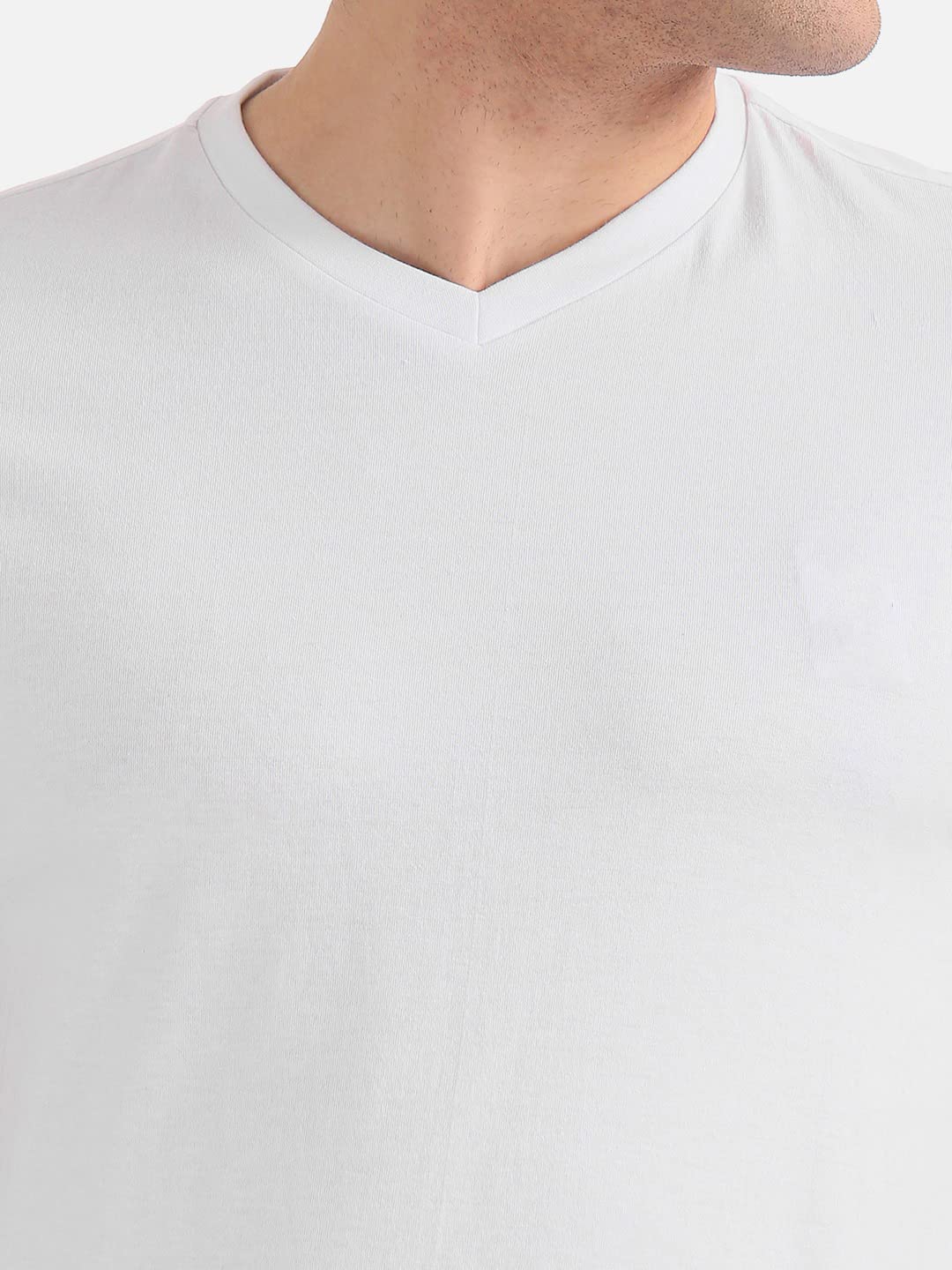 ADRO Men's V Neck Combo Plain Cotton T-Shirts_VCM2-PLN-BL-WH