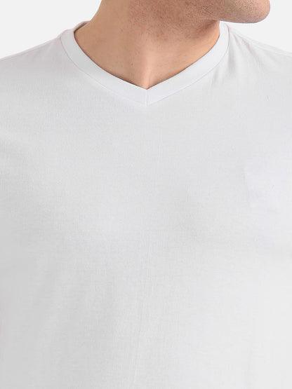 ADRO Men's V Neck Combo Plain Cotton T-Shirts_VCM2-PLN-BL-WH
