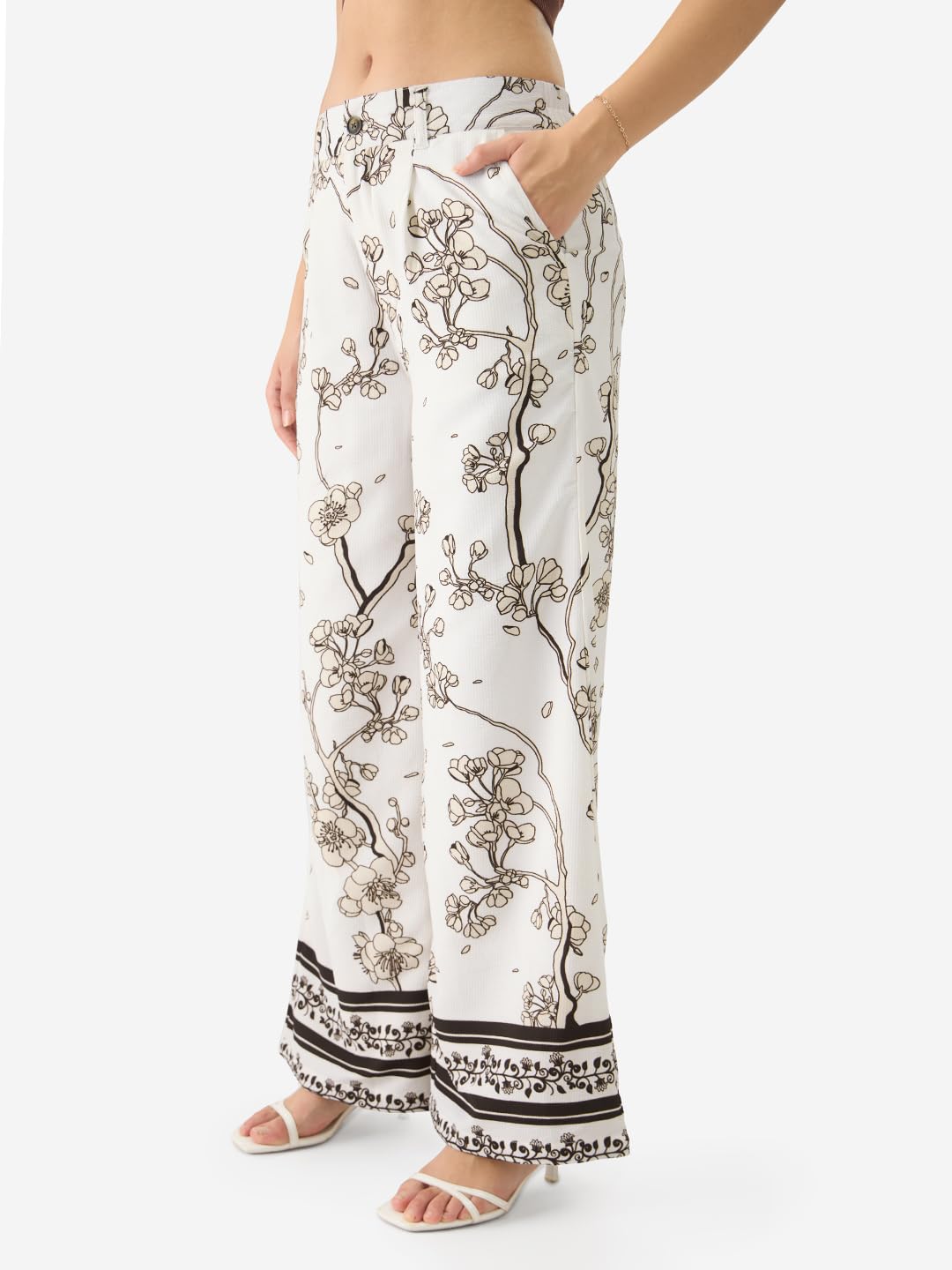 The Souled Store Gardenia White Polyester Blend Pants for Women and Girls - Elegant and Versatile Bottoms for Every Occasion