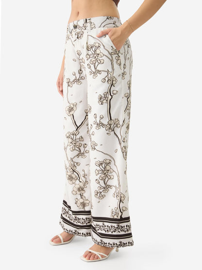 The Souled Store Gardenia White Polyester Blend Pants for Women and Girls - Elegant and Versatile Bottoms for Every Occasion