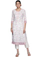 Libas Off White Embellished Cotton Straight Kurta