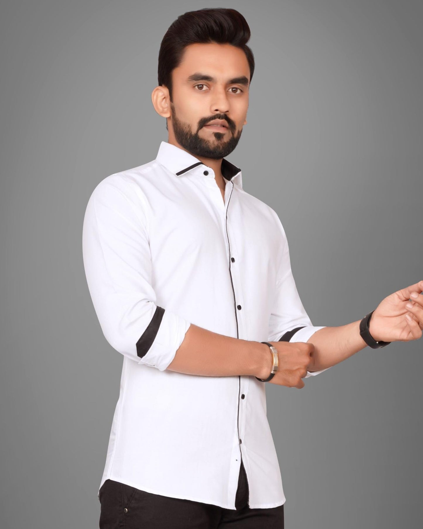 Besix MenS White Rayon Blend Full Sleeve Shirt For Man With Tailored Fit Spread Collar And Standard Length - Formal Stylish Wea