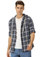 Thomas Scott Tartan Checked 100% Cotton Shirt Hoodie for Mens Indigo