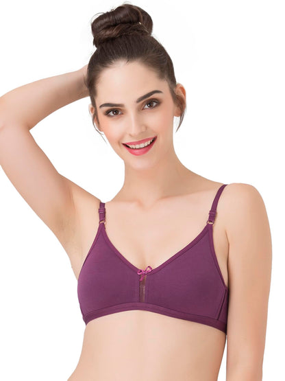 Clovia Women s Cotton Non Padded Wire Free T-Shirt Bra Purple
