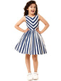 A.T.U.N. (ALL THINGS UBER NICE) Girls Casual Everyday Frock Dress Navy-White