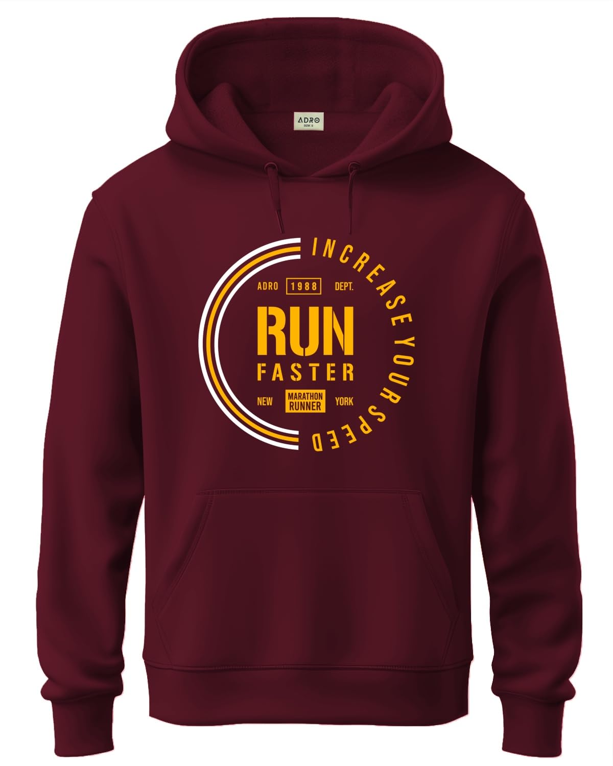 ADRO Men's Cotton Neck Hooded Sweatshirt (H24-FAST-MR_Maroon