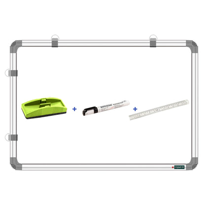 Yajnas Non Magnetic 1.5X3 Feet Double Sided White Board And Chalk Board Both Side Writing Boards, One Side White Marker And Reve