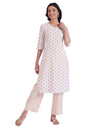 Aurelia Women's Off White Yarn Dyed Cotton Blend Straight Kurta (Size: 2XL)-A15633-705484