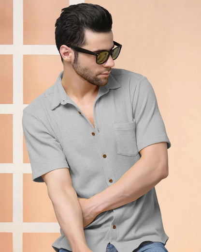 Eyebogler MenS Solid Regular Fit Polyester Casual Shirt With Spread Collar & Full Sleeves Shirt